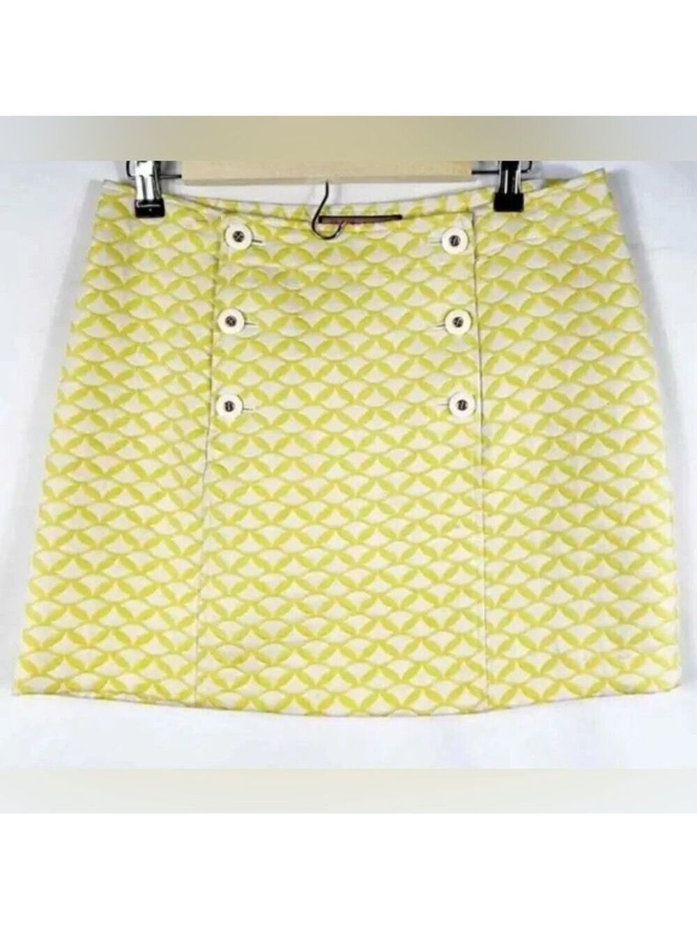 Vineyard vines yellow textured jacquard geometric preppy mini skirt size 4
